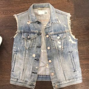 Rag and bone destructed denim vest